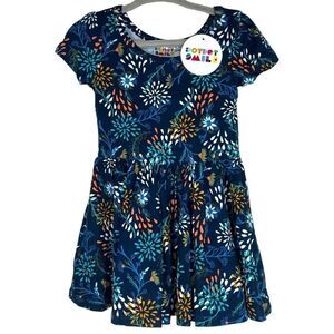 NEW Dot Dot Smile Navy Blue Multicolor Floral Cap Sleeve Dress 12-24M